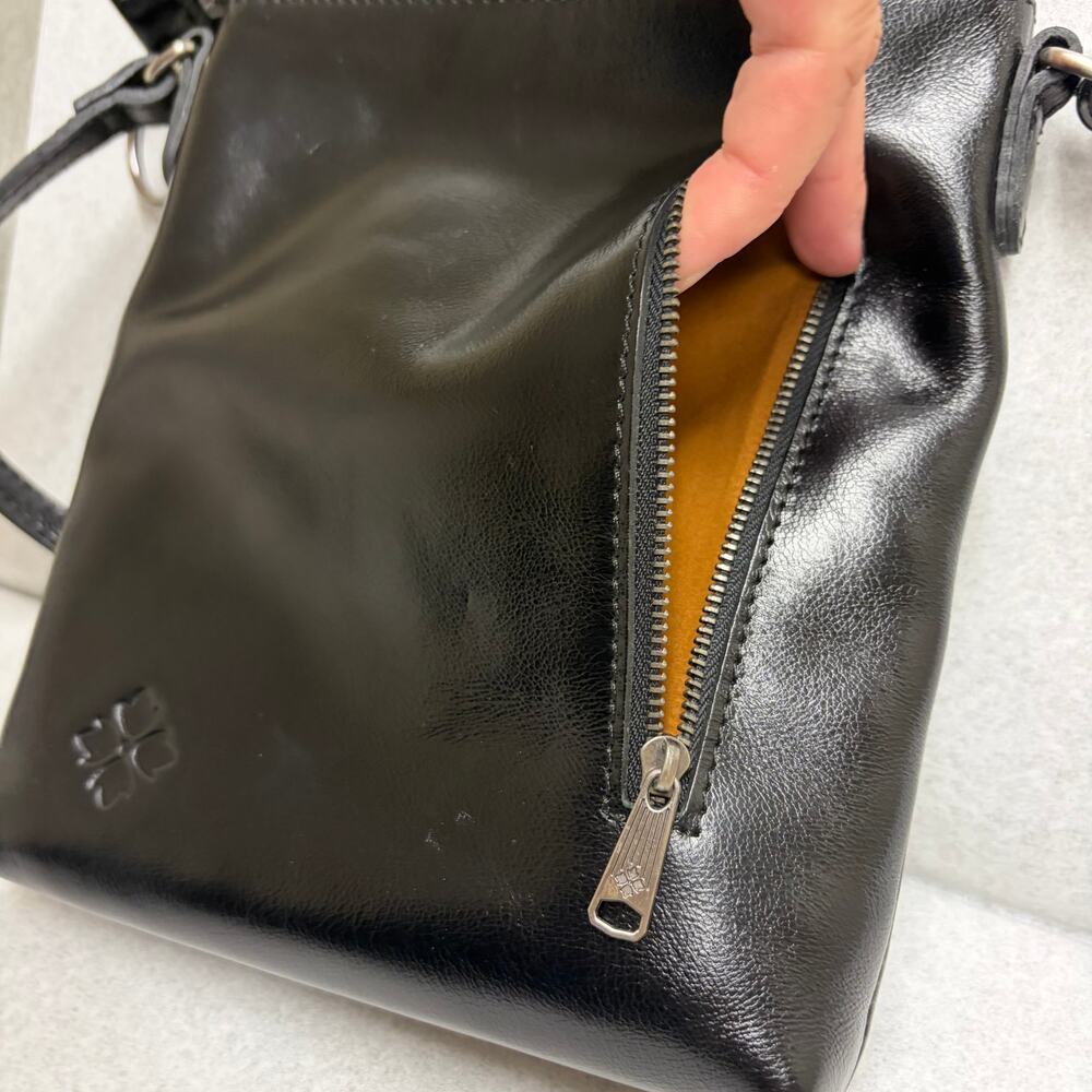 Patricia Nash Black Leather Organizer Messenger Crossbody Minimalist Quiet Lux - Picture 4 of 9